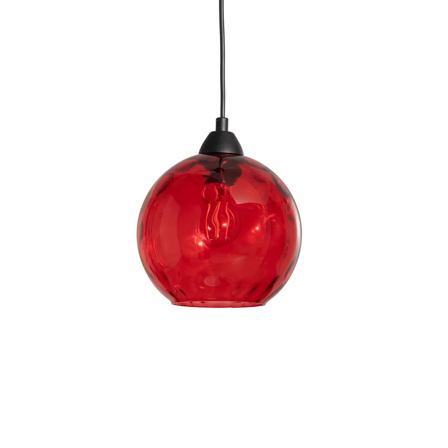 Pendelleuchte Benek, rot, Glas, Ø 20 cm, E27