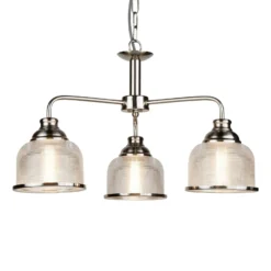 Pendelleuchte Bistro II 3-flg. silber/Riffelglas