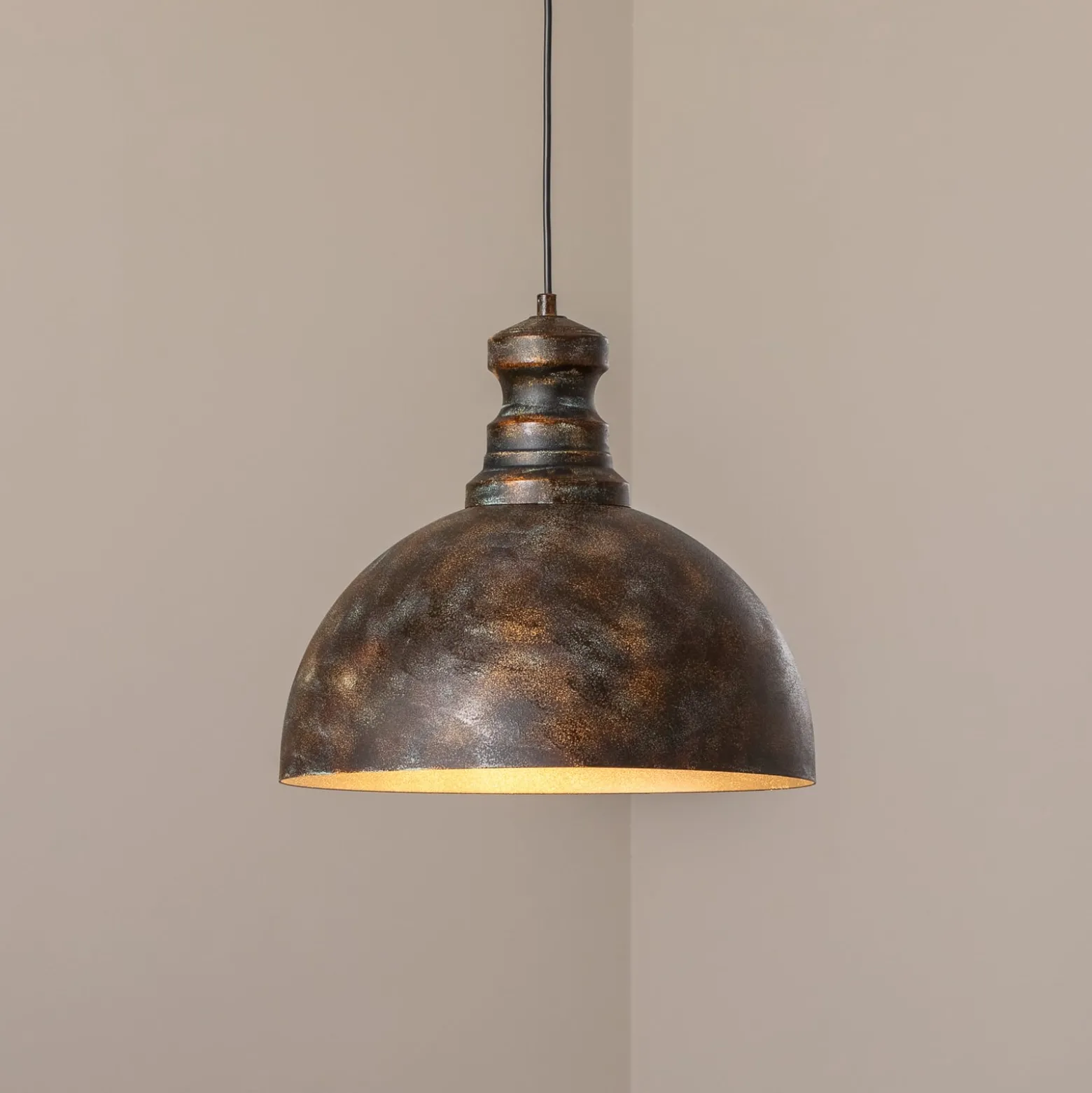 Pendelleuchte Saglam, 1-flammig, altmessing, Metall, Ø 40 cm