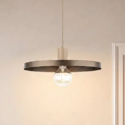 Pendelleuchte Sila, braun/sand, Metall, Ø 45 cm, E27