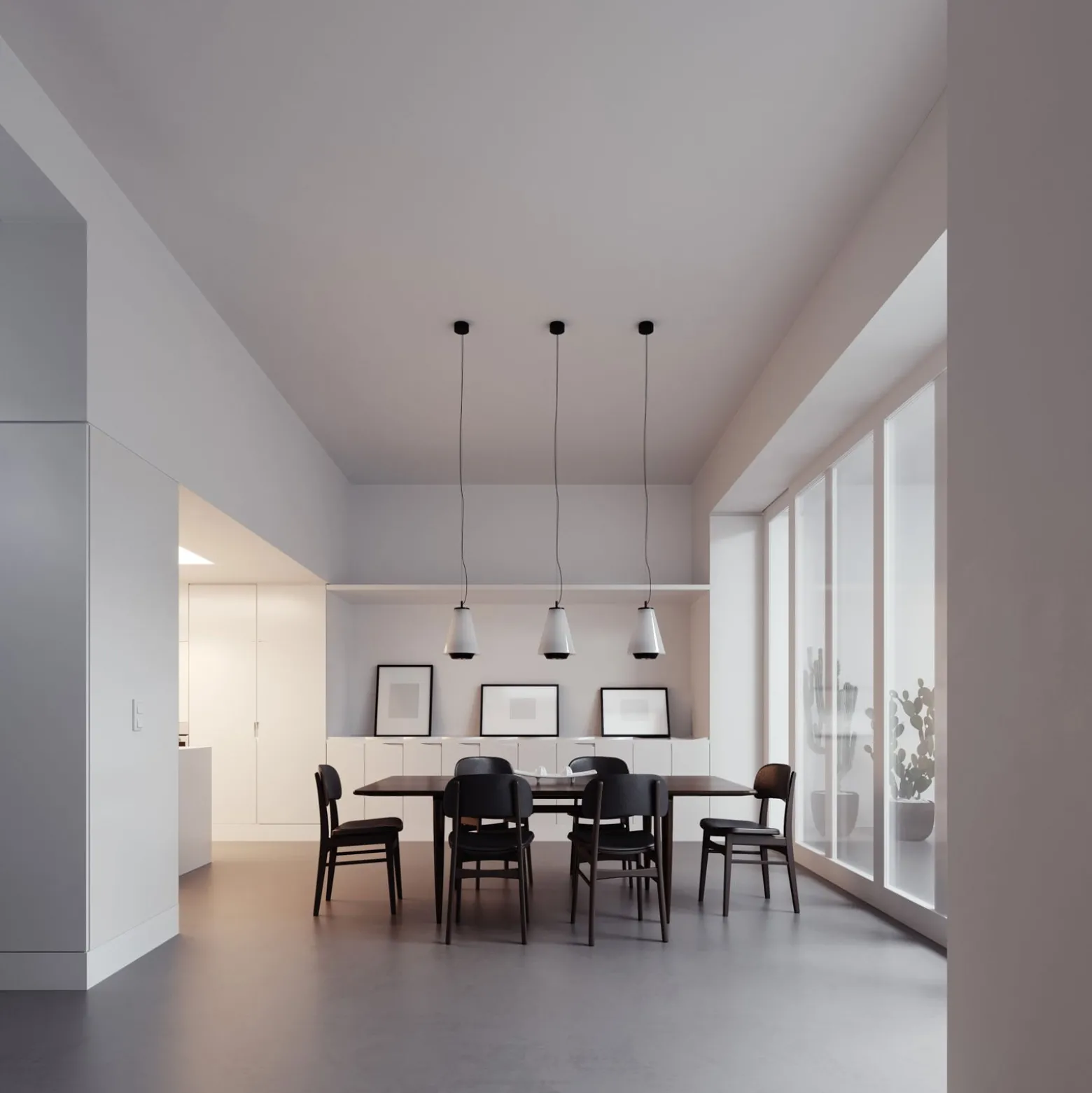 Prandina Shuttle Pendelleuchte schwarz, Glas opal