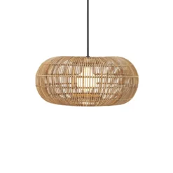 PR Home Außen-Hängeleuchte Zuri, Ø 51 cm, Rattan, Stecker