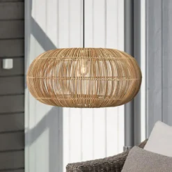 PR Home Außen-Hängeleuchte Zuri, Ø 51 cm, Rattan, Stecker