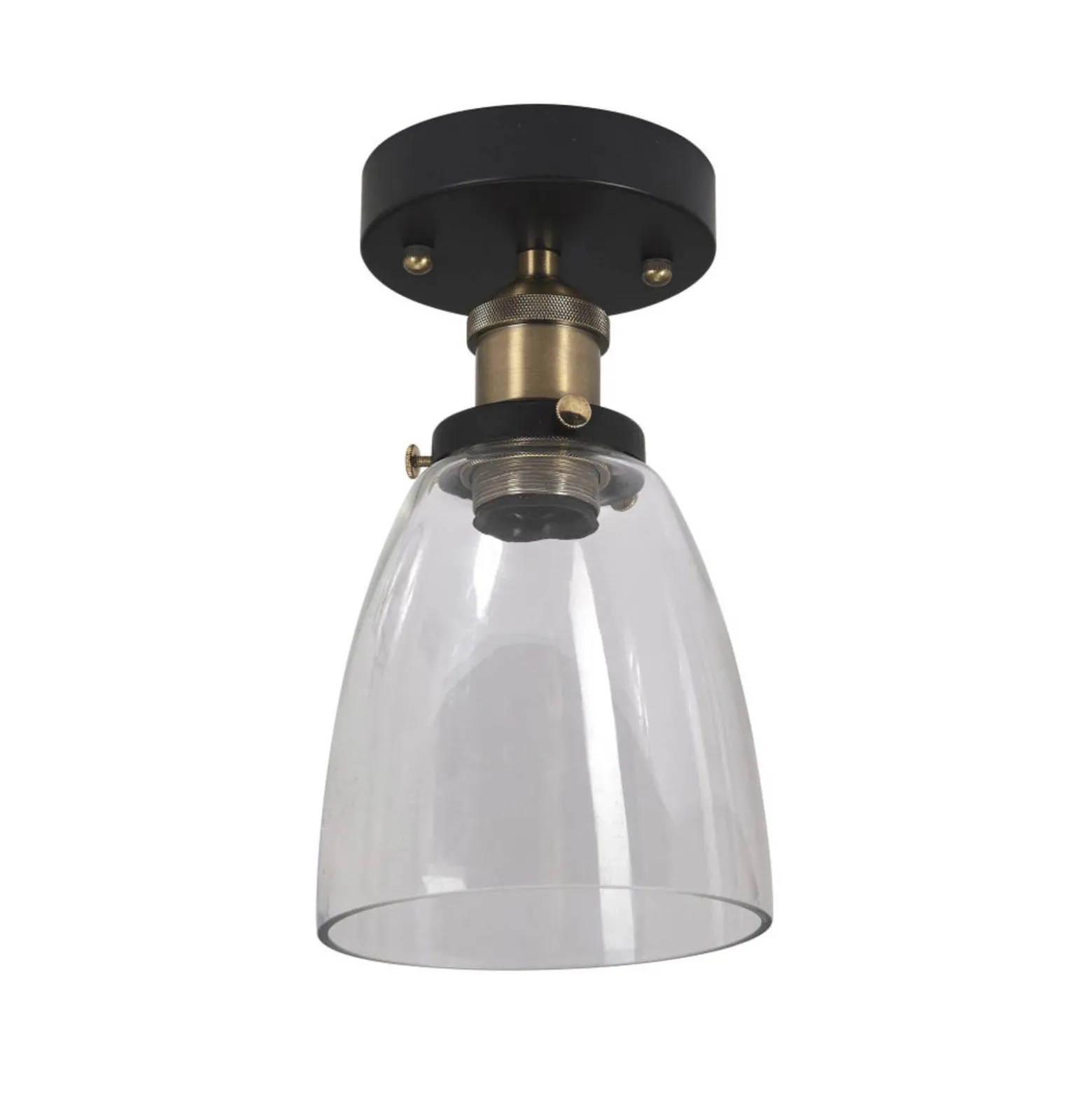 PR Home Deckenleuchte Kappa, messing/klar, Glas, Ø 14 cm
