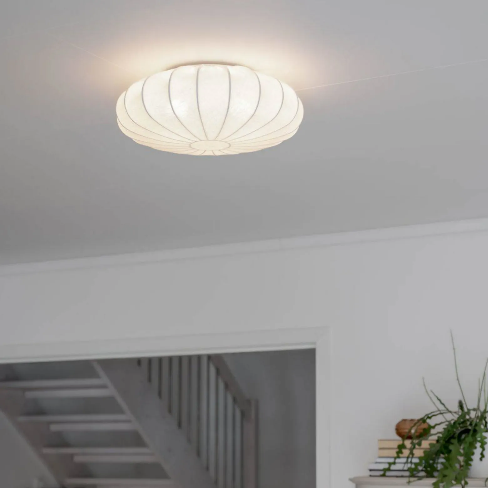 PR Home Deckenleuchte Plafond, Leinentextil, Ø 42 cm, weiß