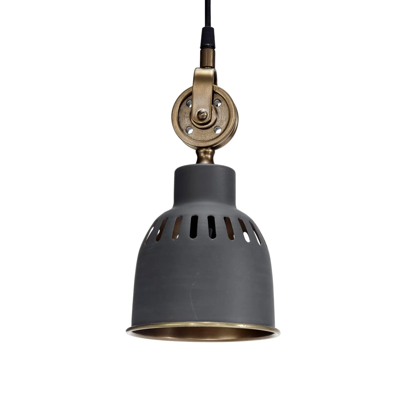 PR Home Hängelampe Cleveland, Ø 14 cm, grau/messing