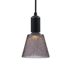 PR Home Hängelampe Tilda, rauchgrau, Ø 12,5 cm, Glas Stecker