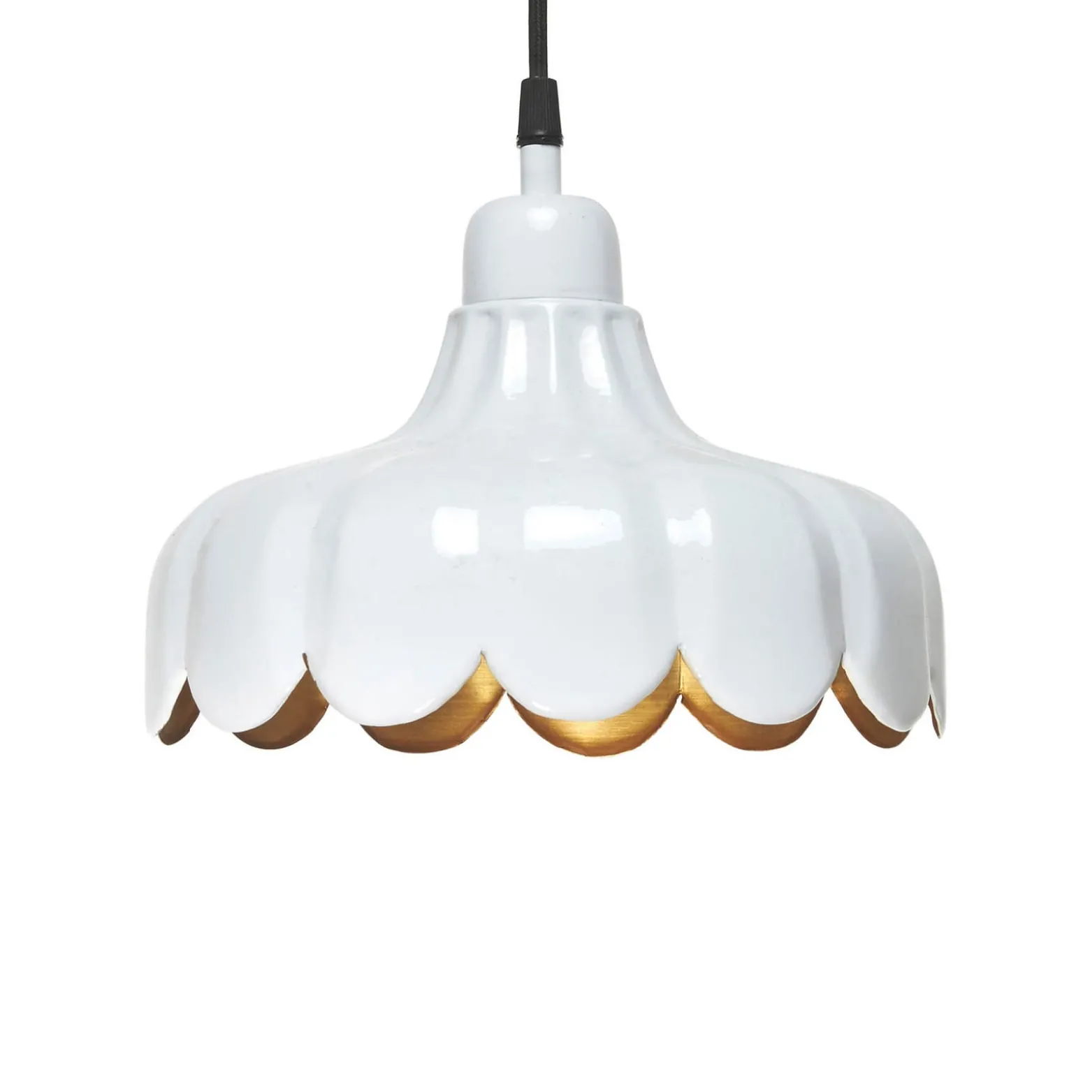 PR Home Hängelampe Wells Small, weiß/gold, Ø 24 cm, Stecker