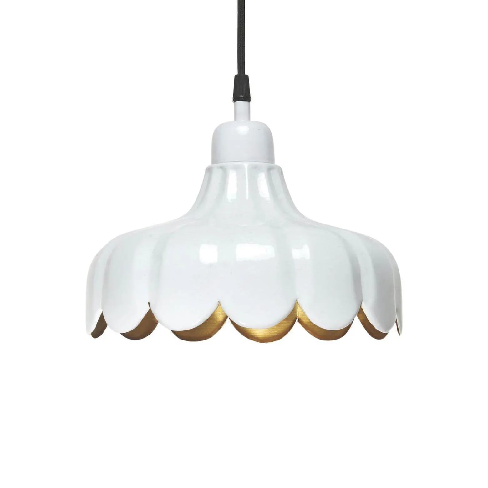 PR Home Hängelampe Wells Small, weiß/gold, Ø 24 cm, Stecker