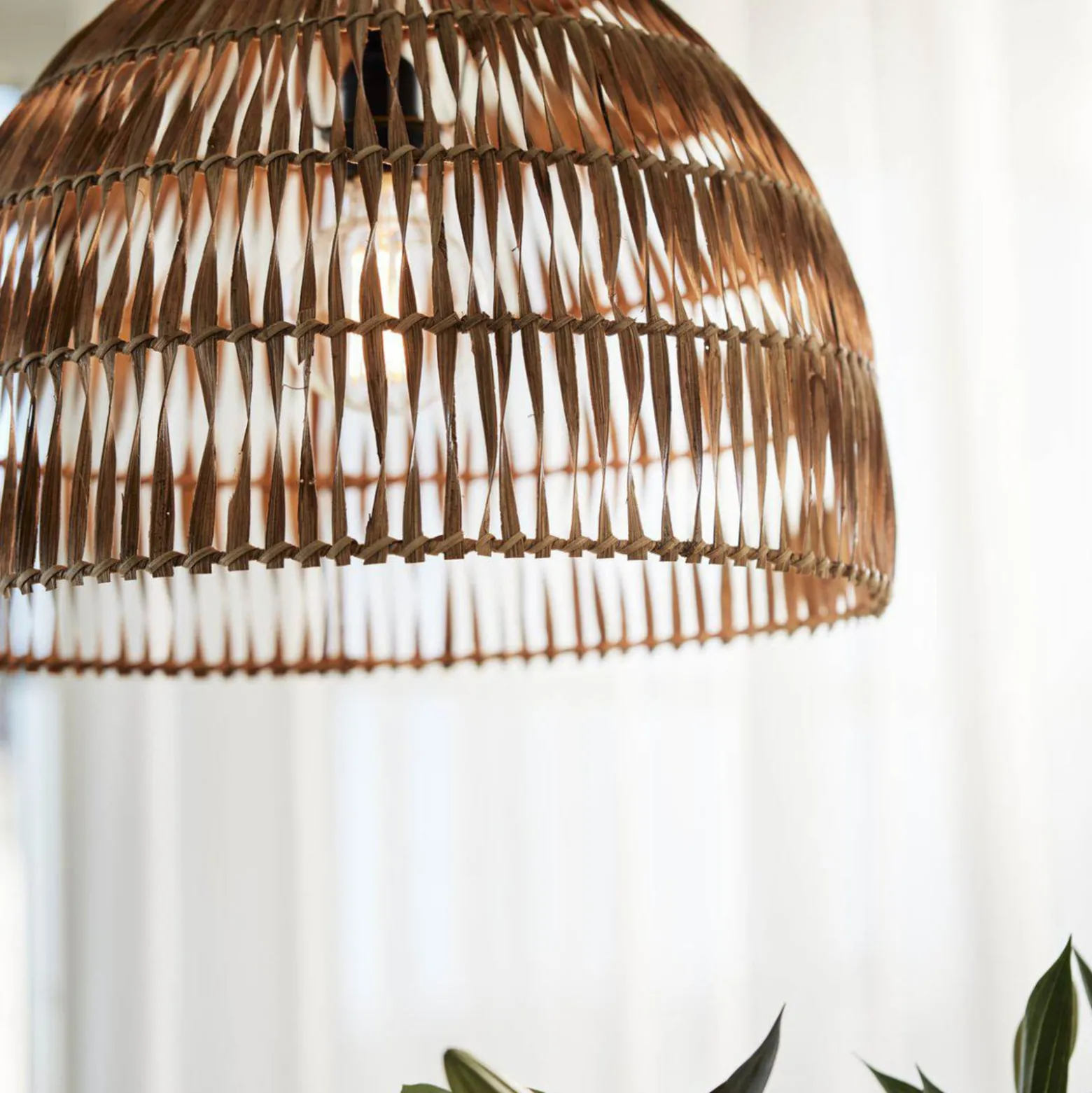 PR Home Hängeleuchte Lace, Rattanschirm, Ø 37 cm
