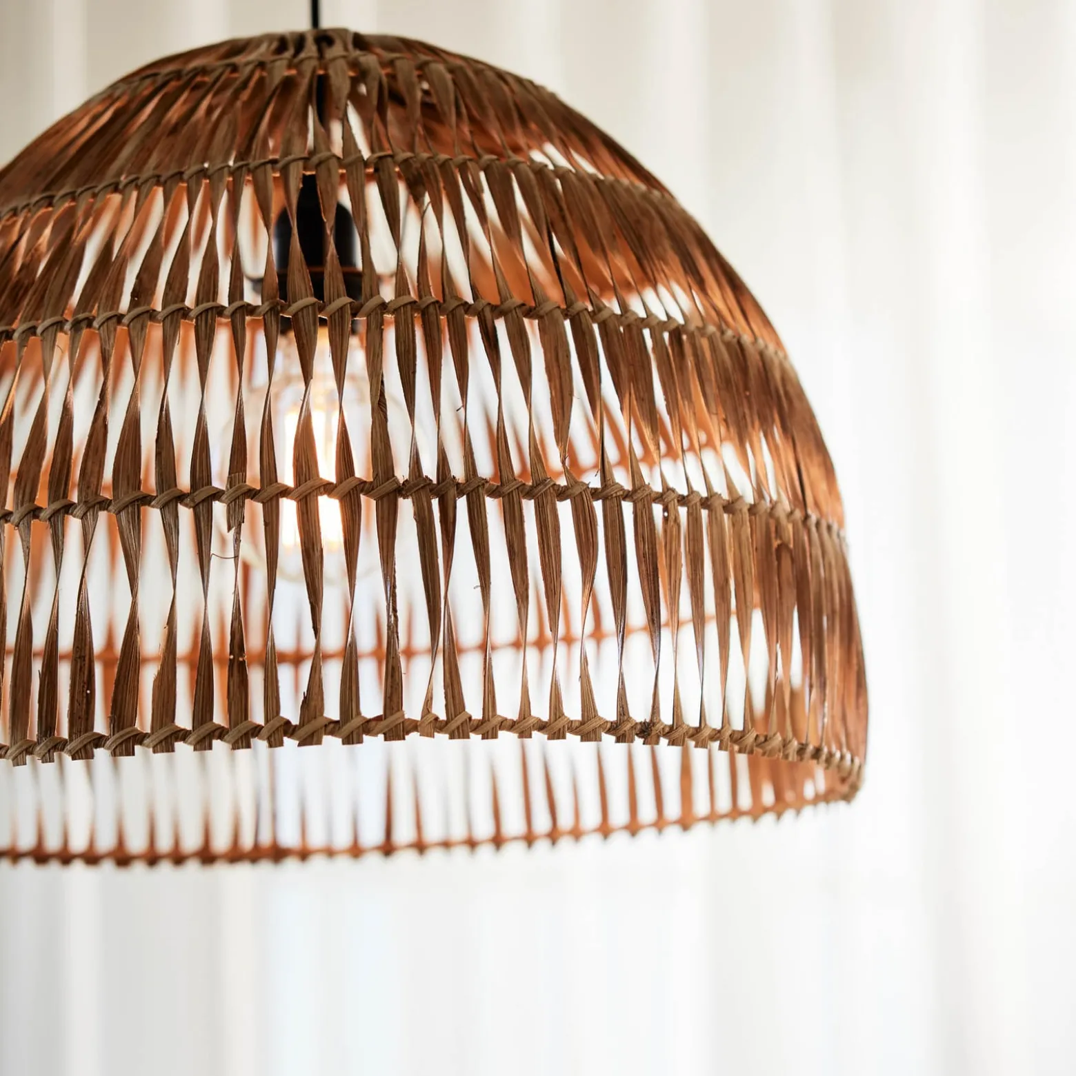 PR Home Hängeleuchte Lace, Rattanschirm, Ø 37 cm
