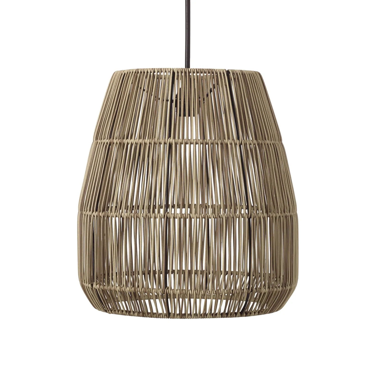 PR Home Hängeleuchte Saigon, Rattanoptik, grau, Ø 38 cm