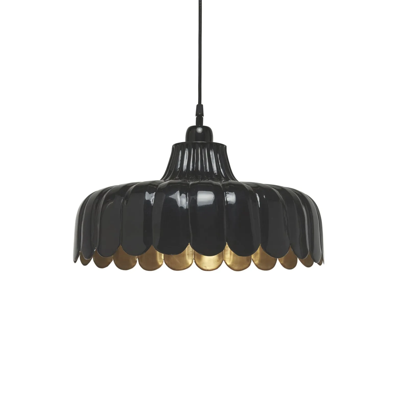 PR Home Hängeleuchte Wells, schwarz/gold, Ø 43 cm, Metall