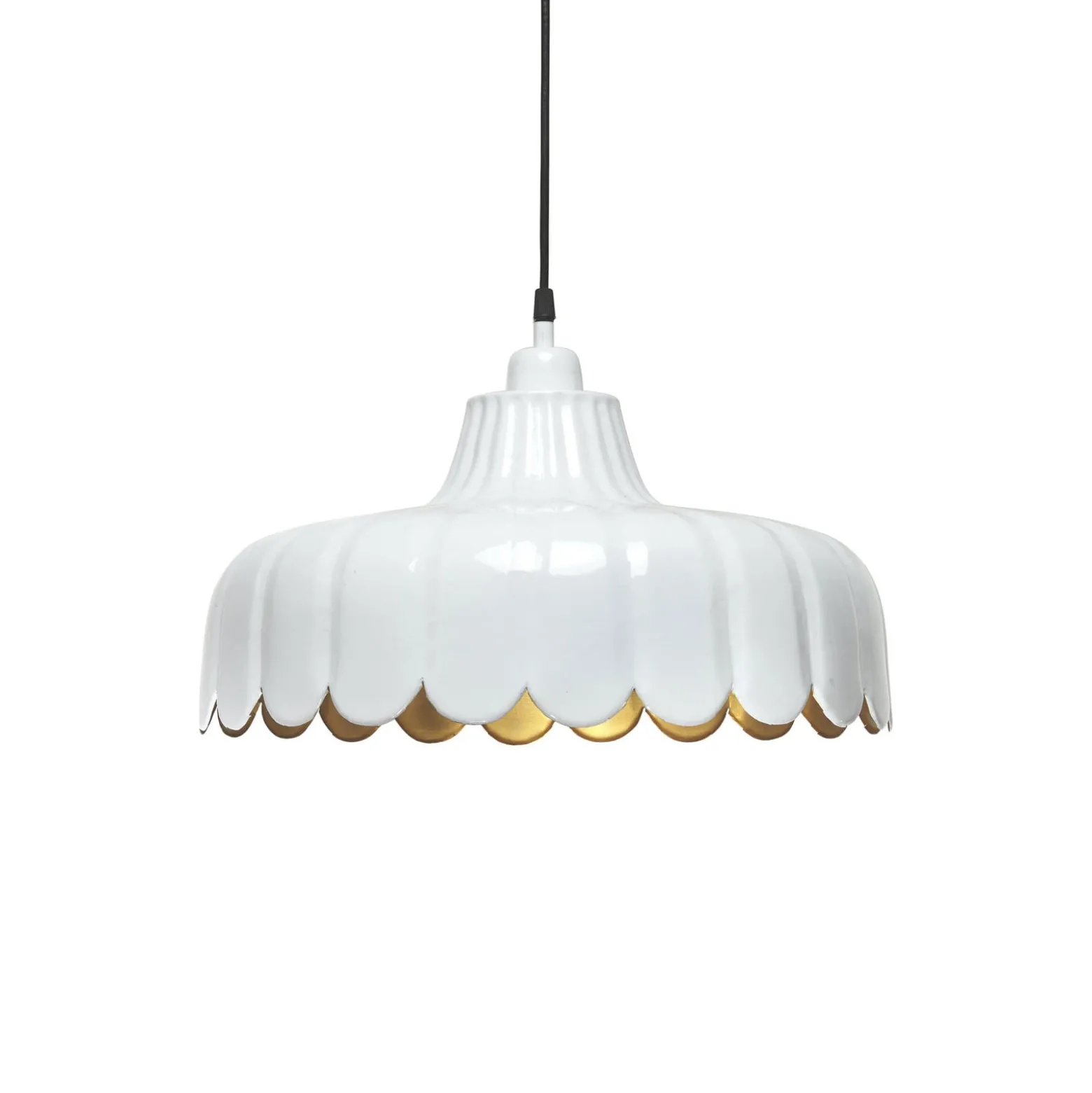 PR Home Hängeleuchte Wells, weiß/gold, Ø 43 cm, Metall