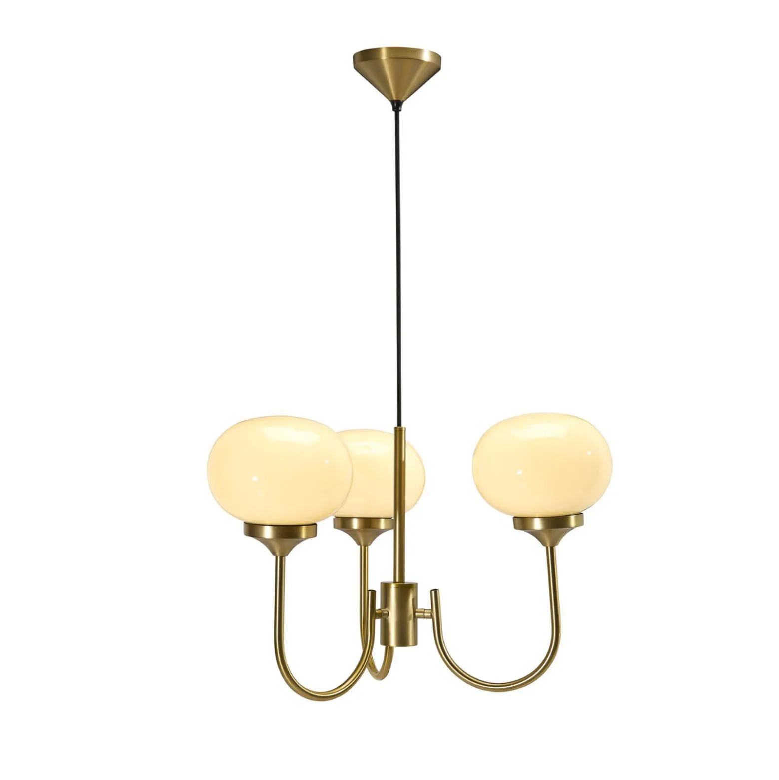 PR Home Kronleuchter Elsy messingfarben Glas creme 3-flammig
