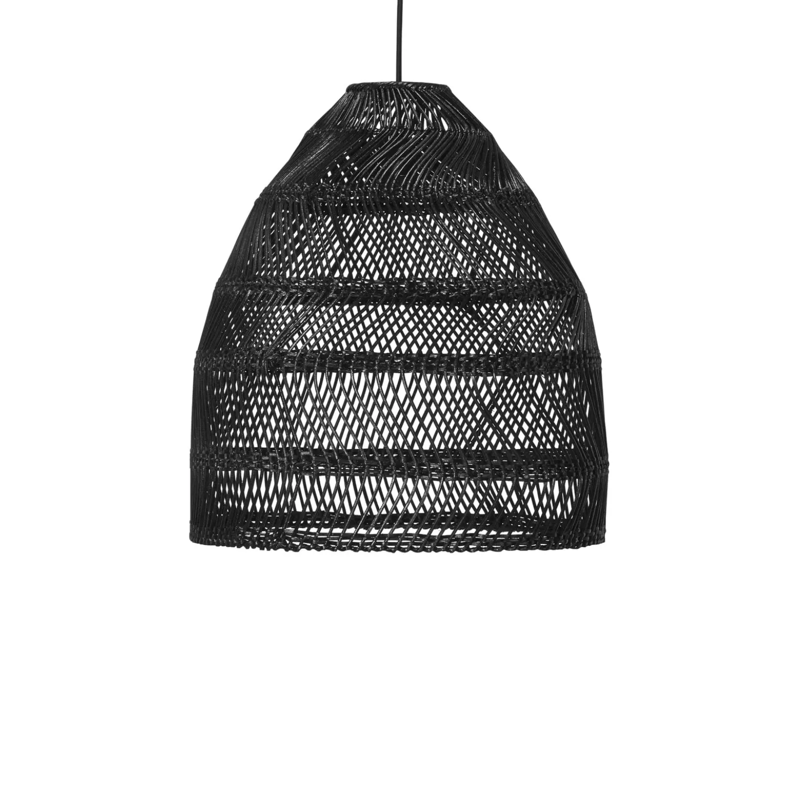 PR Home Maja Hängelampe Rattan schwarz, Ø 36,5 cm