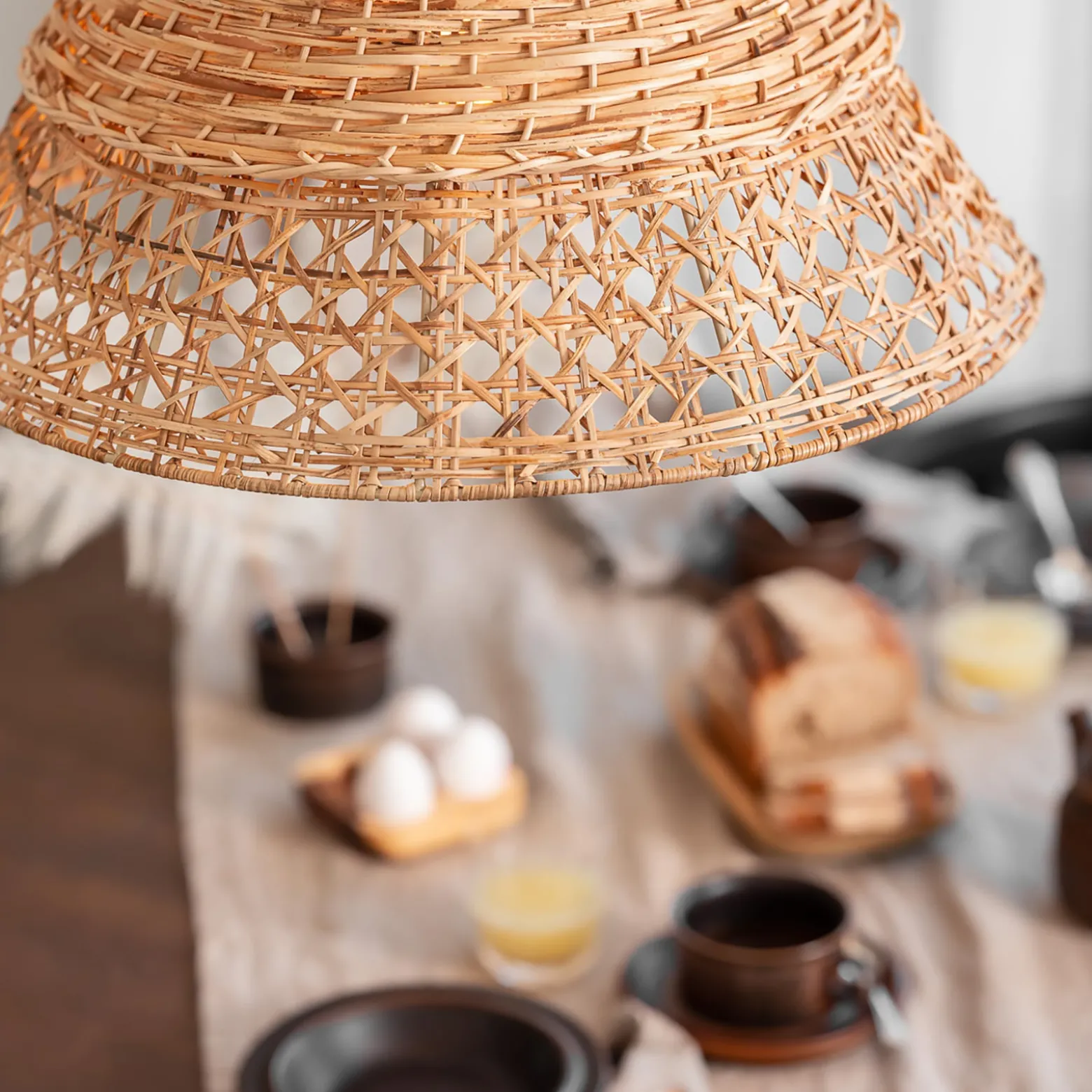 PR Home Pune Pendellampe mit Rattanschirm