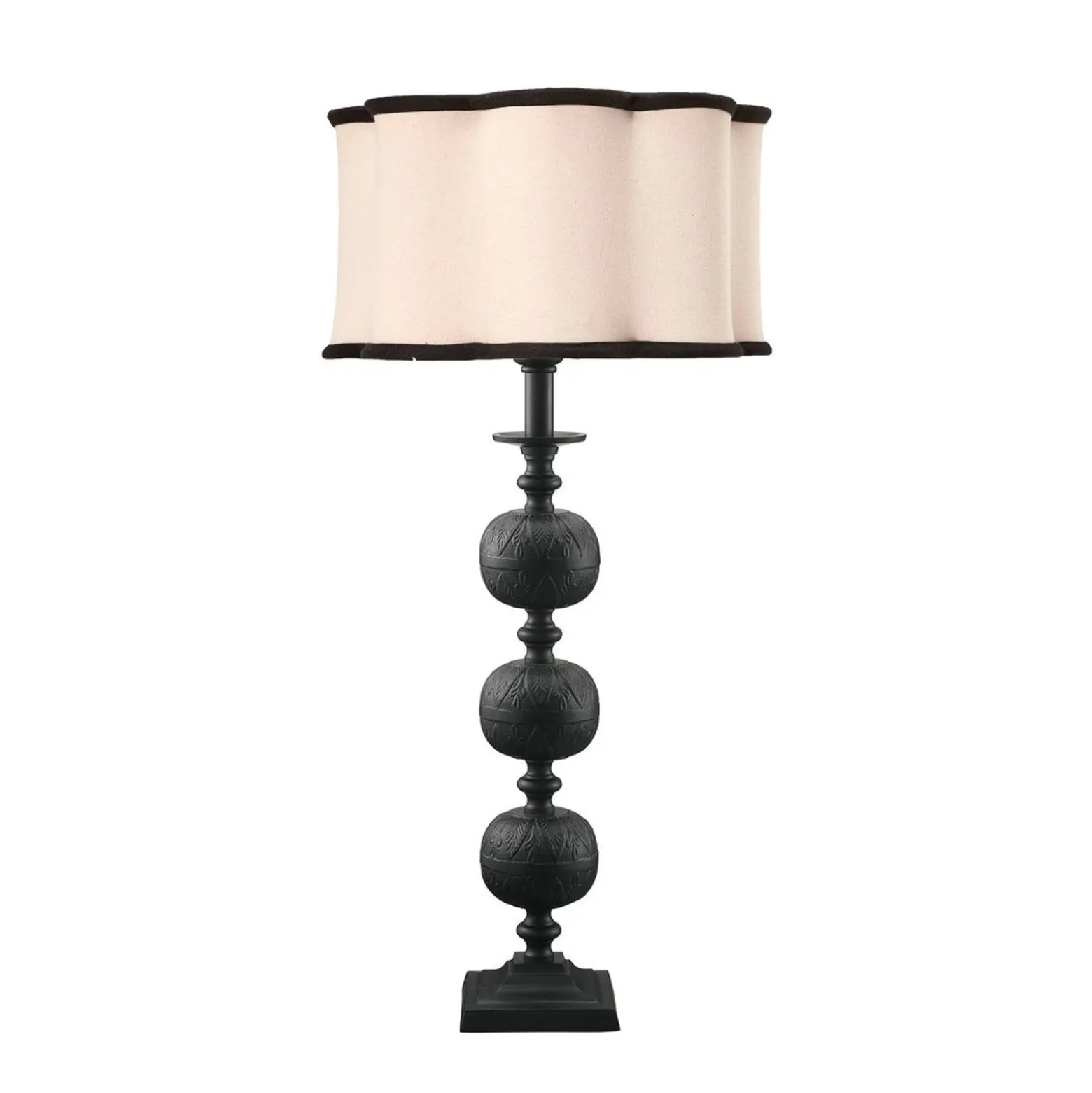 PR Home Tischleuchte Flory, schwarz/naturfarben, Höhe 70 cm