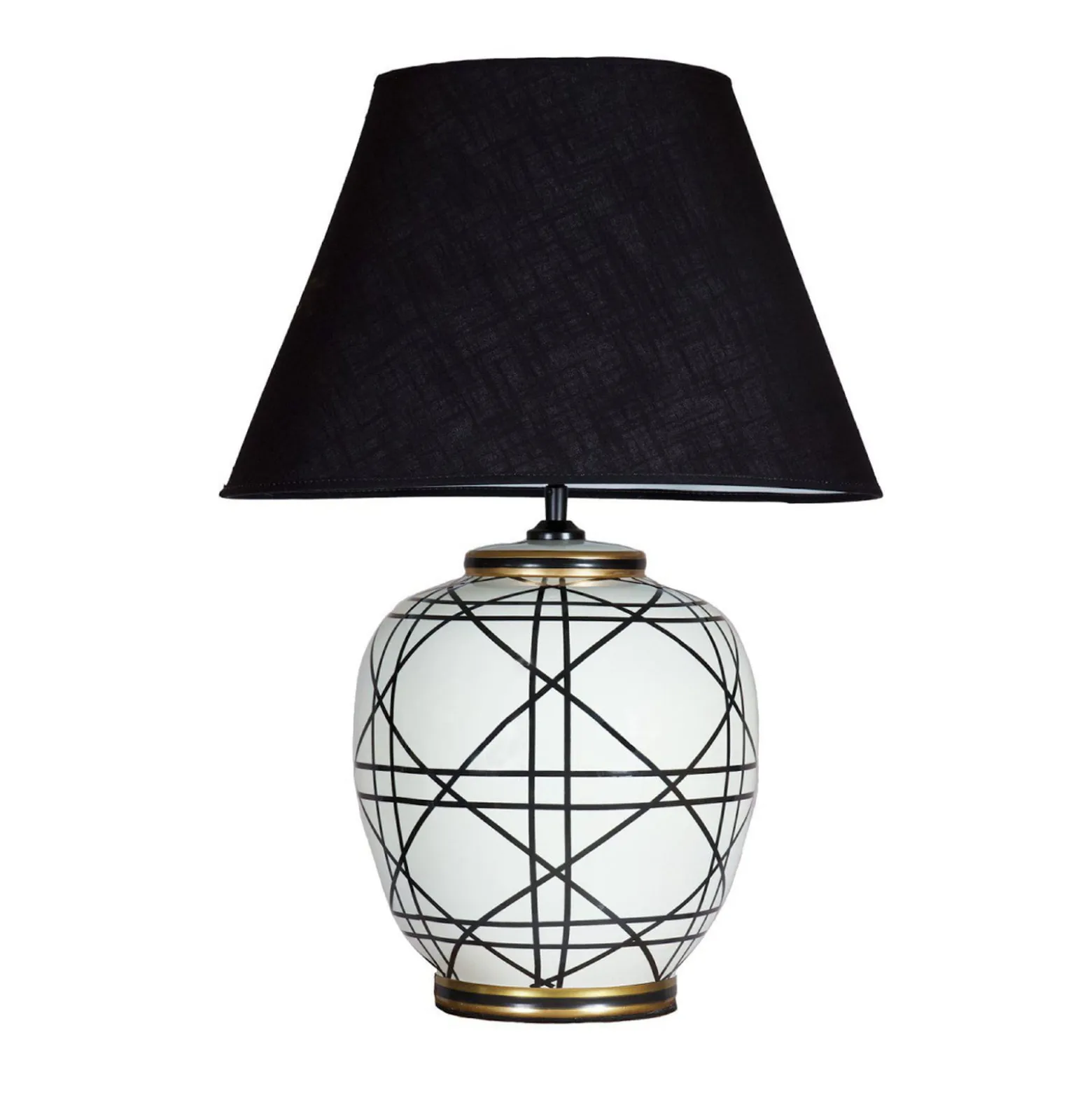 PR Home Tischleuchte New York, schwarz, Höhe 63 cm, Keramik