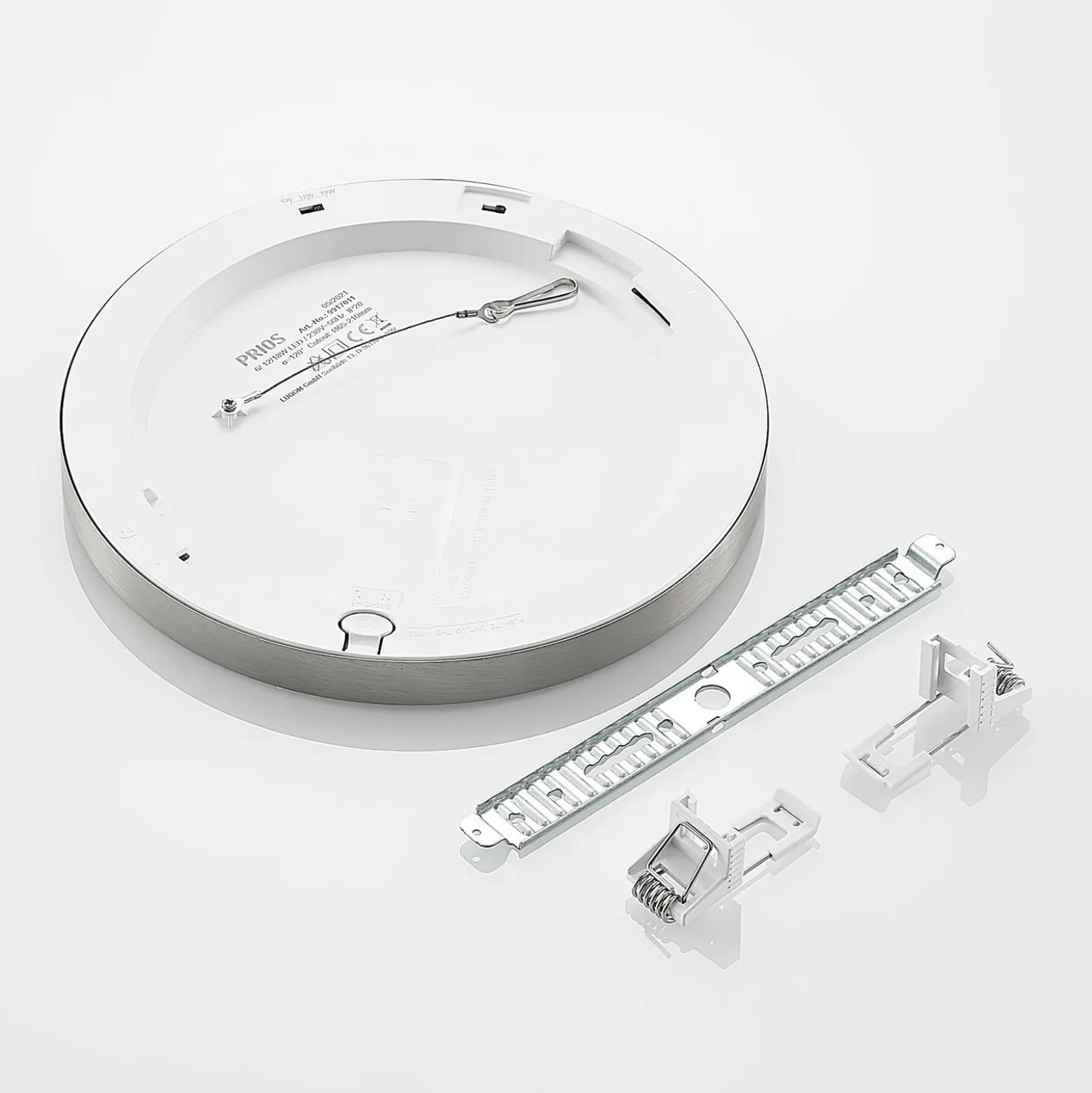 Prios LED-Deckenlampe Aureka, Ø 23 cm, silber, Metall