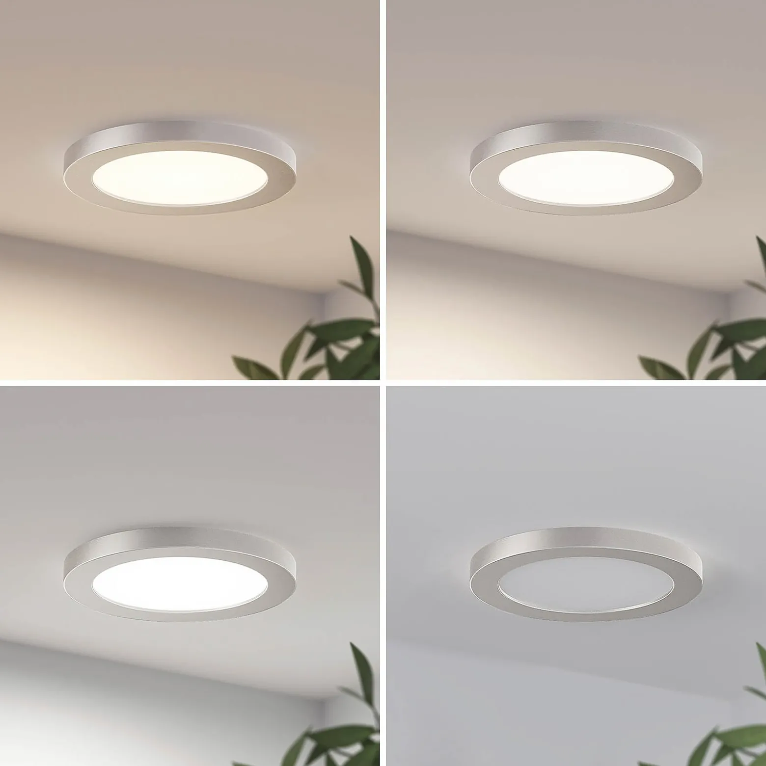 Prios LED-Deckenlampe Aureka, Ø 23 cm, silber, Metall