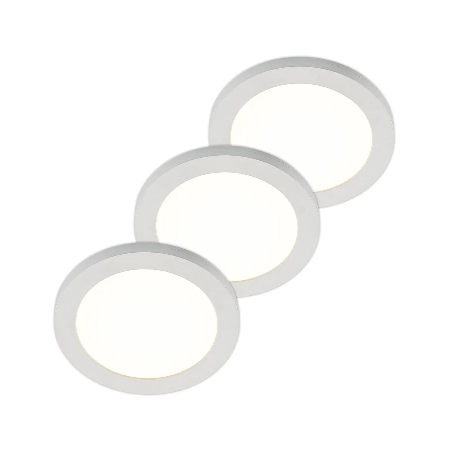 Prios LED-Deckenlampe Aureka, 3er-Set, Sensor, Ø 23 cm, weiß
