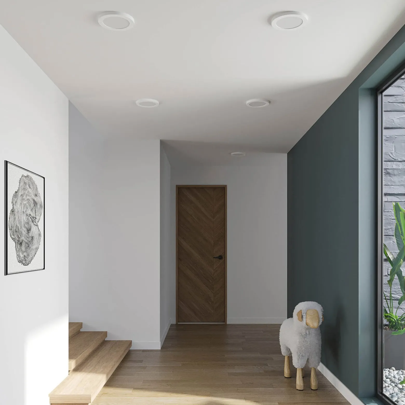 Prios LED-Deckenlampe Aureka, 3er-Set, Sensor, Ø 23 cm, weiß