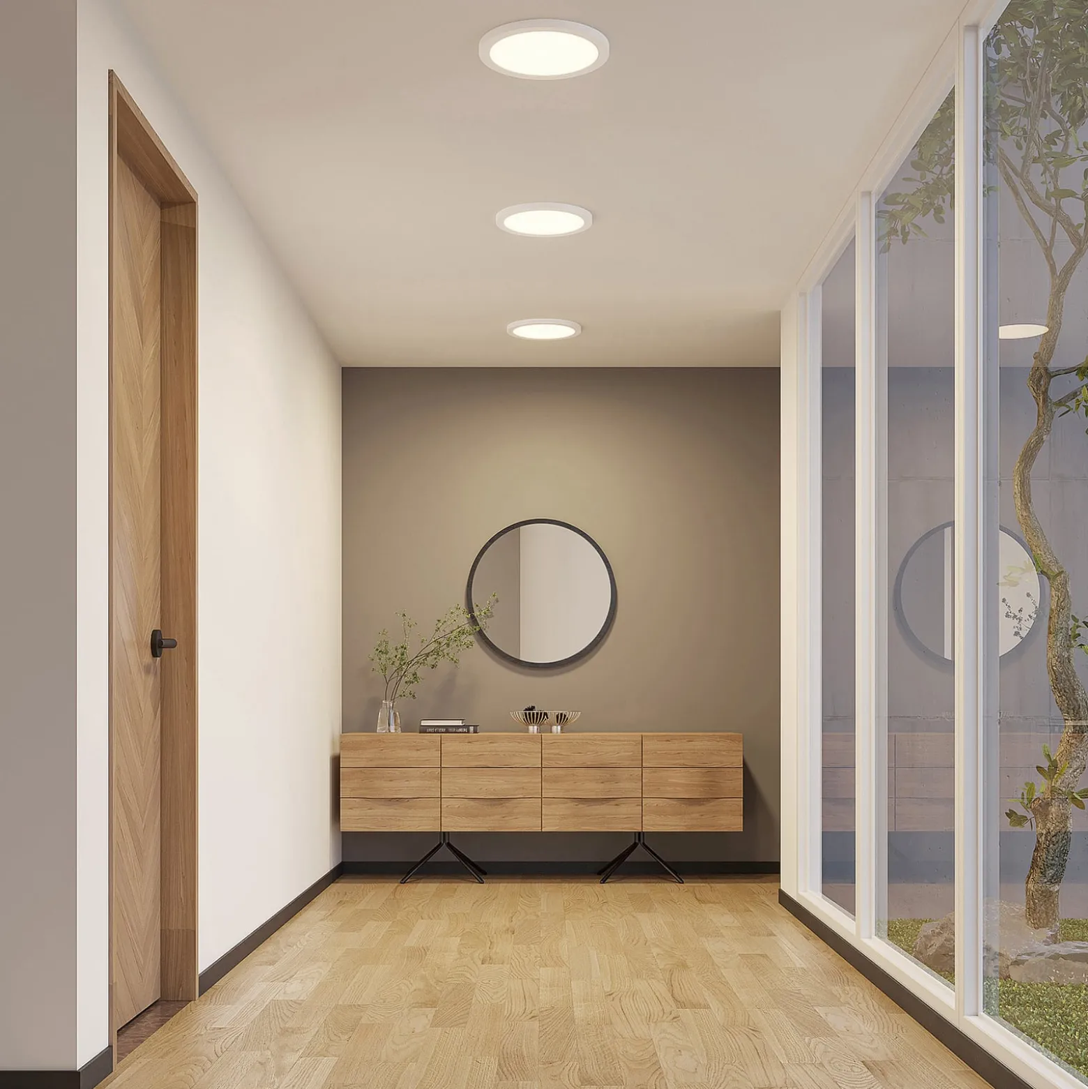 Prios LED-Deckenlampe Aureka, 3er-Set, Sensor, Ø 33 cm, weiß