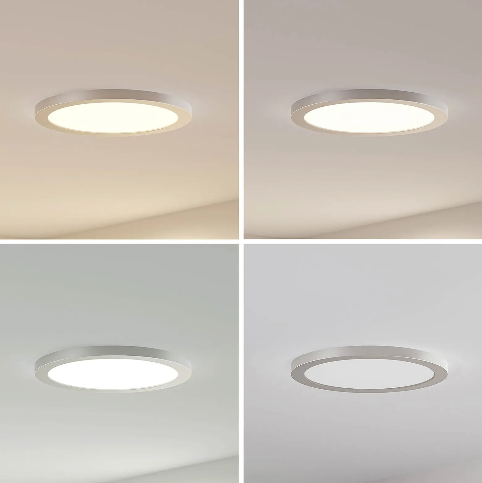 Prios LED-Deckenlampe Aureka, Ø 33 cm, silber, Metall