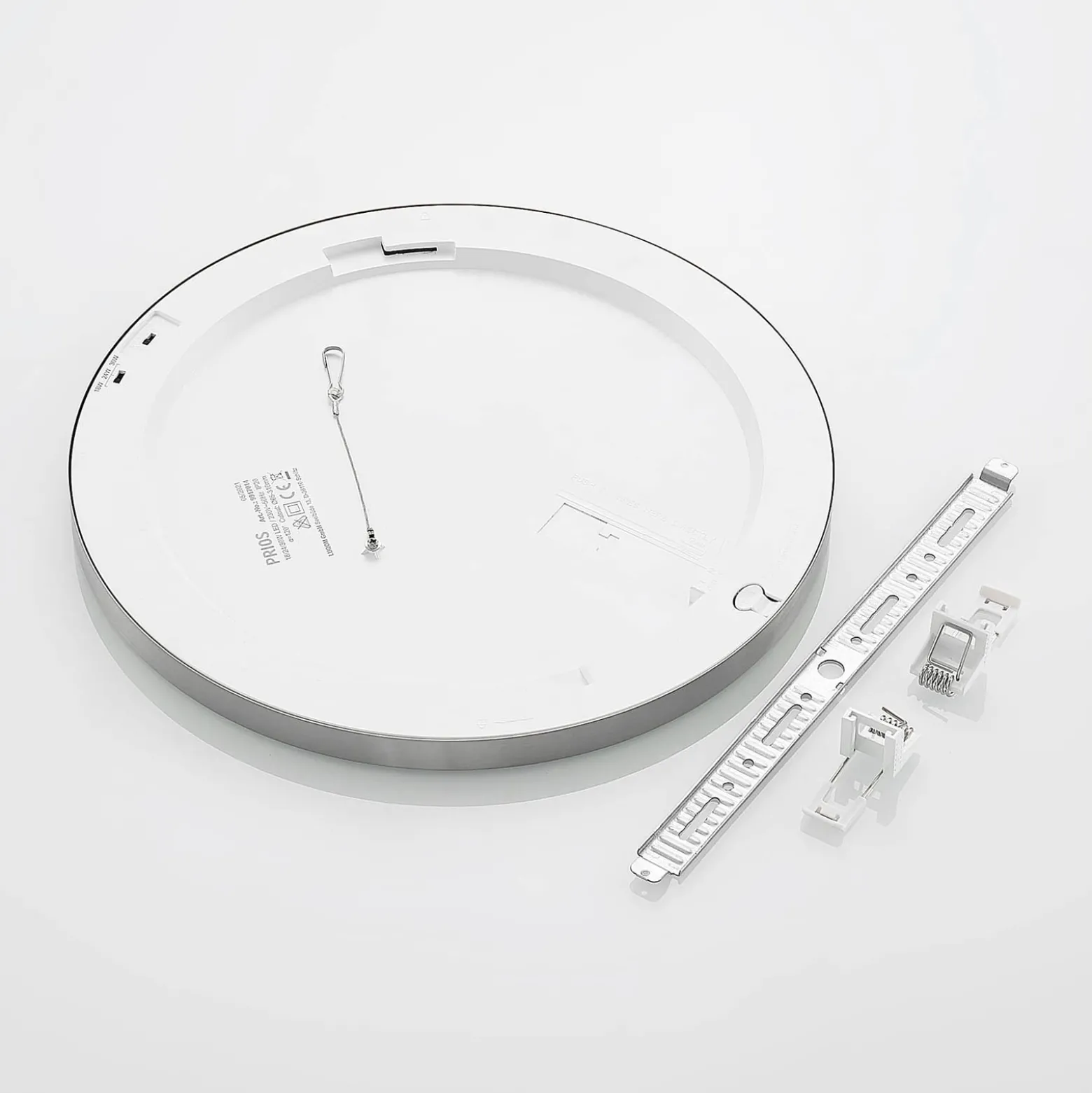 Prios LED-Deckenlampe Aureka, Ø 33 cm, silber, Metall