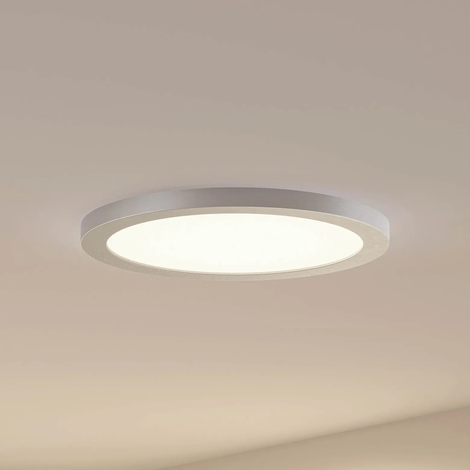 Prios LED-Deckenlampe Aureka, Ø 33 cm, silber, Metall