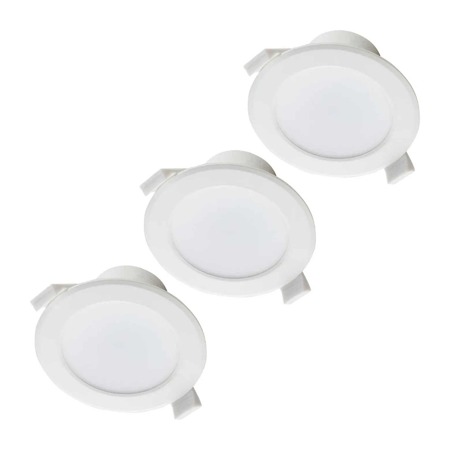 Prios LED-Einbaulampe Rida, 3er-Set, weiß, 19cm, CCT, IP44