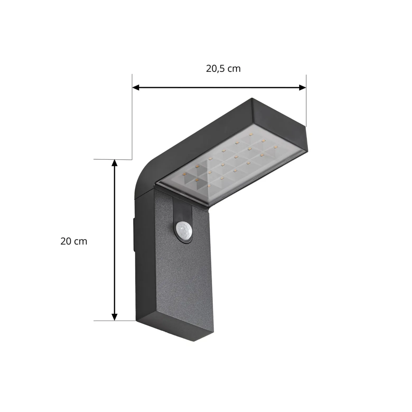 Prios LED-Solar-Wandleuchte Aurino, schwarz, Sensor, IP44