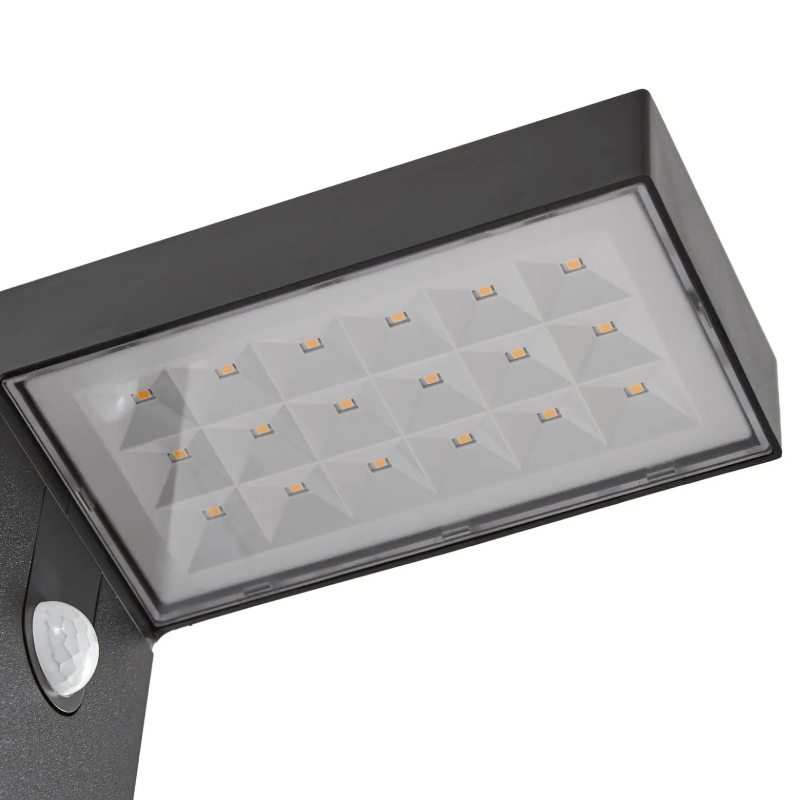 Prios LED-Solar-Wandleuchte Aurino, schwarz, Sensor, IP44