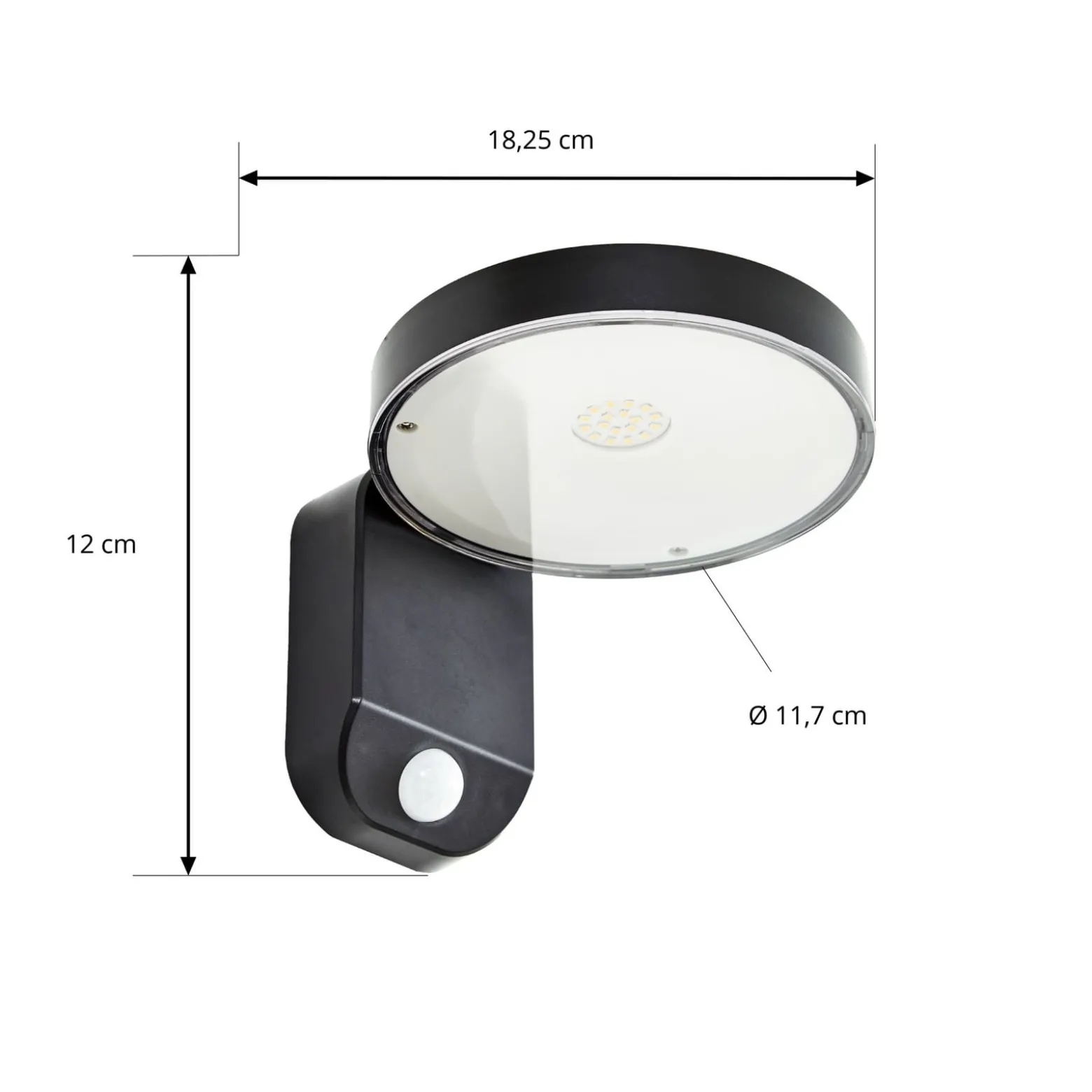 Prios LED-Solar-Wandleuchte Tarlson, rund, anthrazit, Sensor