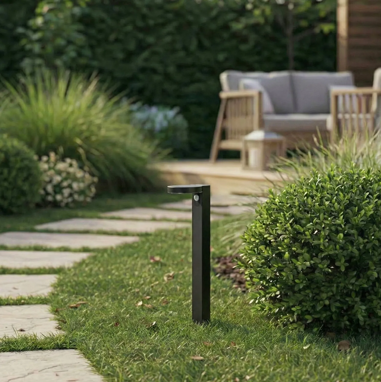 Prios LED-Solar-Wegeleuchte Tarlson, rund, anthrazit, Sensor
