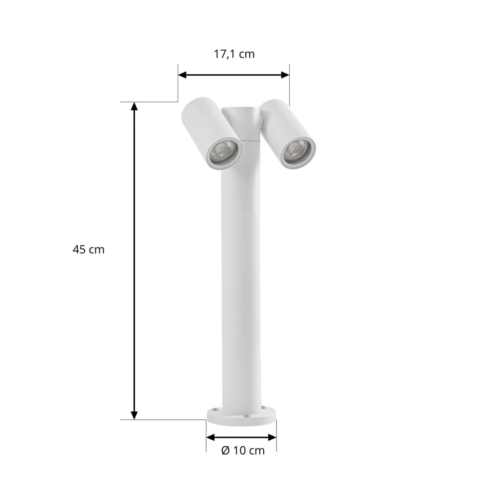 Prios Sockelleuchte Tulimar, 2-flg., 45 cm, weiß, IP65