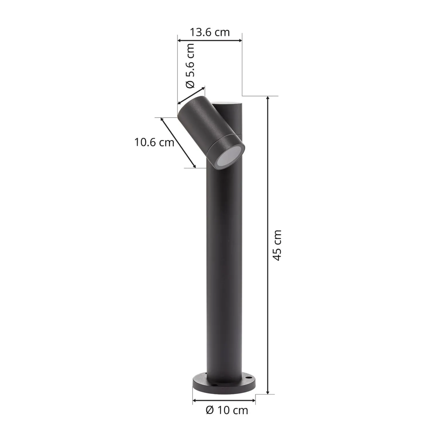 Prios Sockelleuchte Tulimar, 45cm, anthrazit 1-flg., Metall