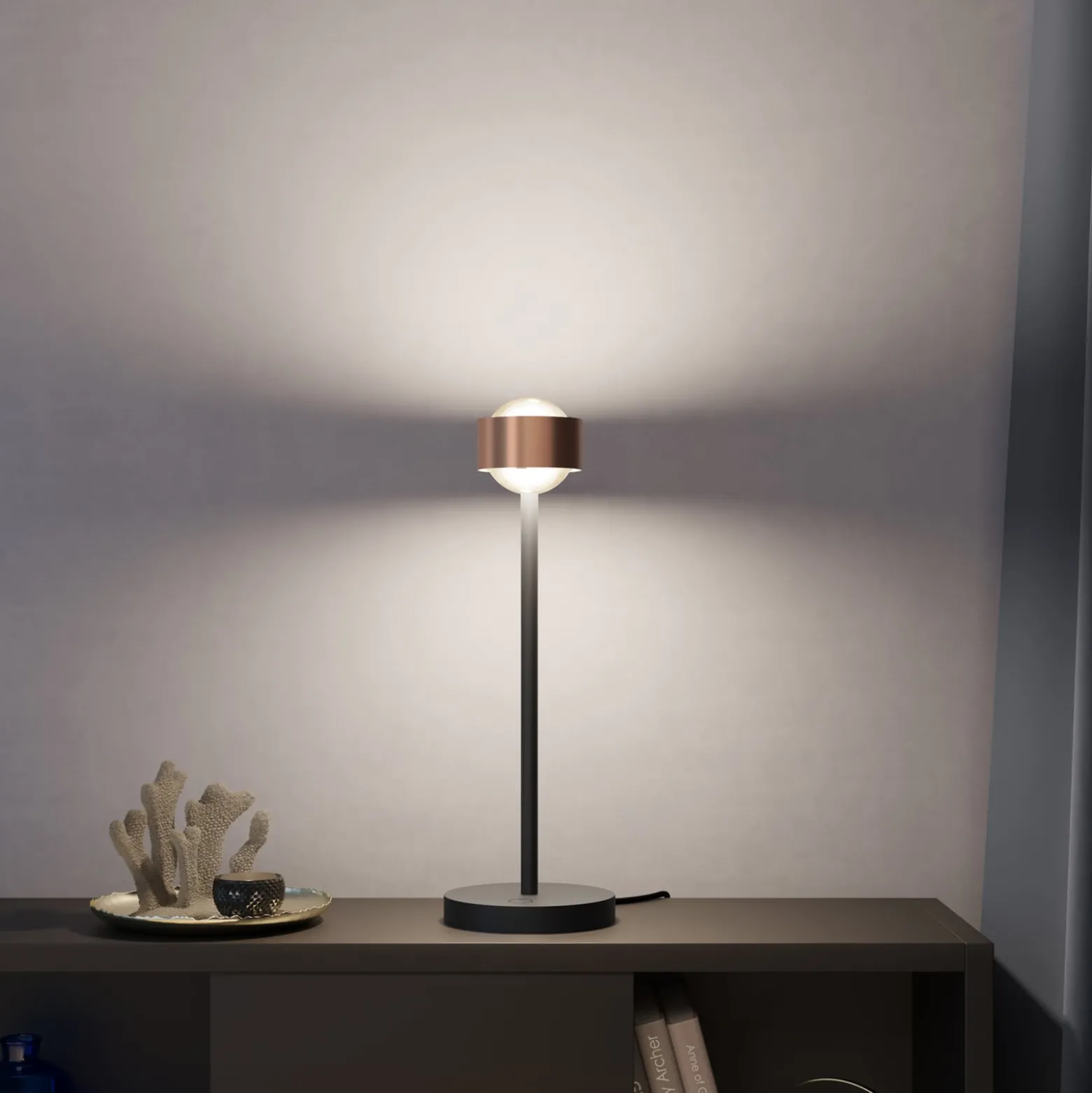 Puk! 80 Eye Table LED, Linsen matt, kupfer/schwarz