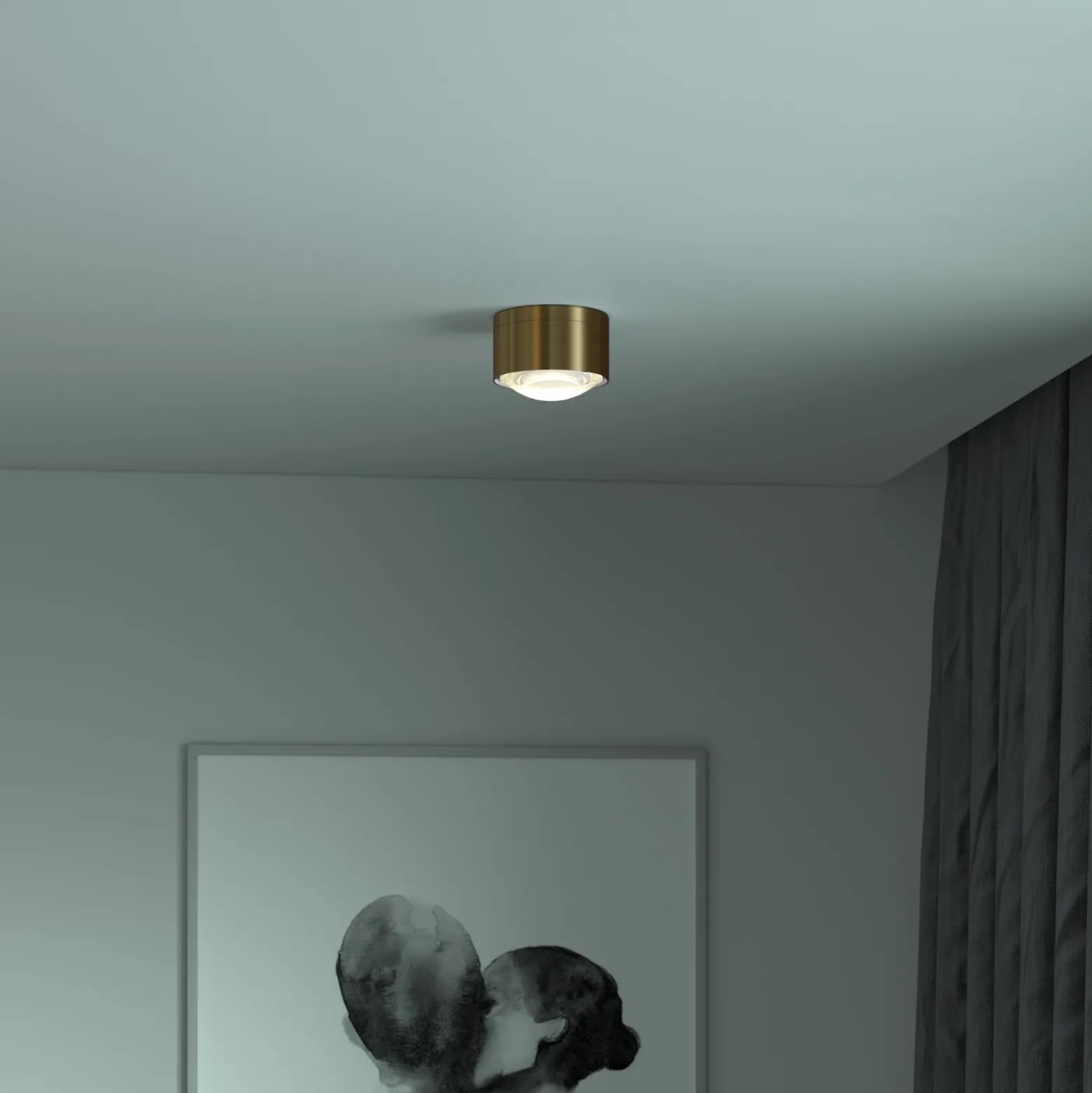 Puk! 120 One LED-Deckenspot Linse matt, messing