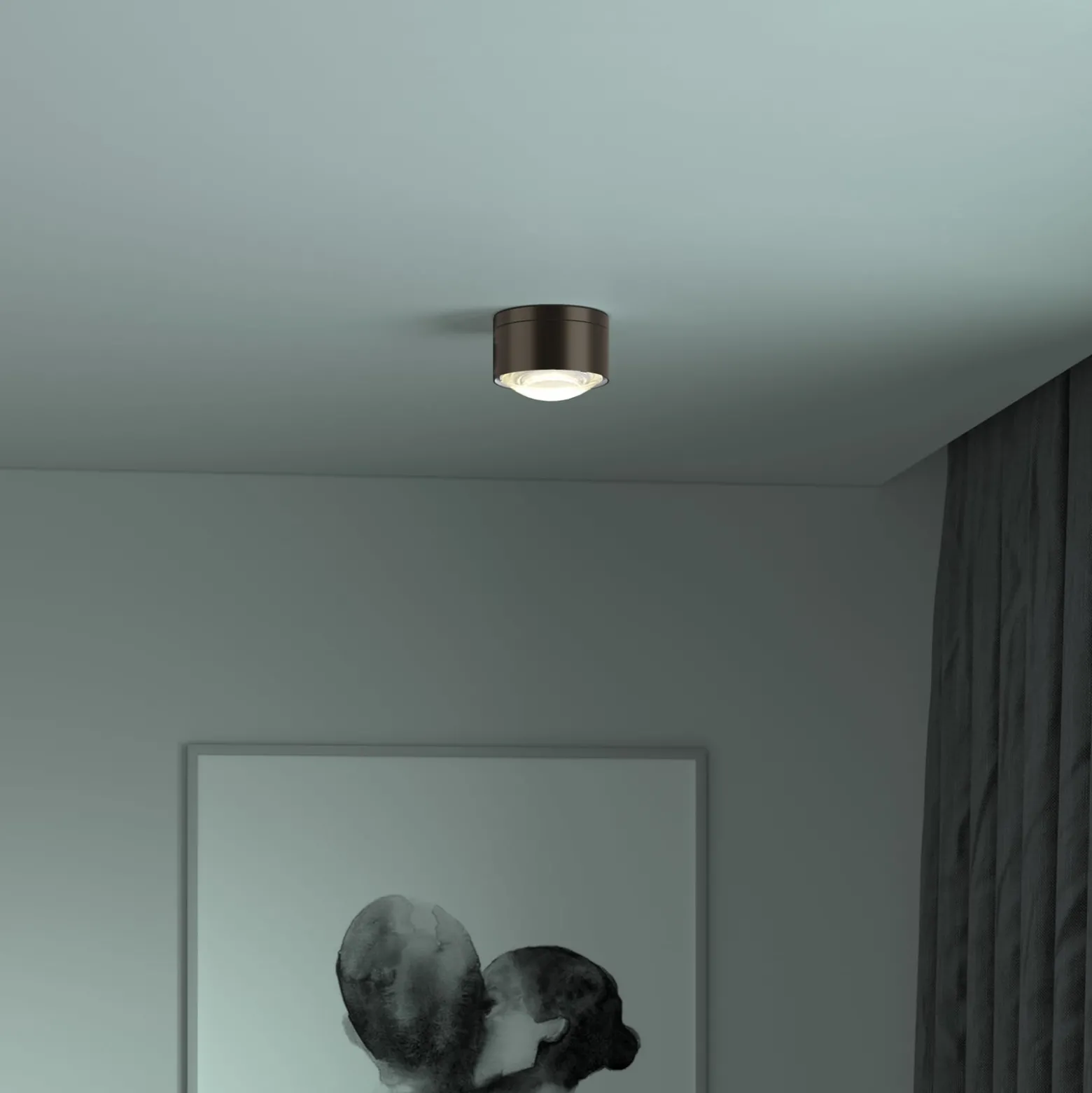 Puk! 120 One LED-Deckenspot Linse matt dunkelbraun