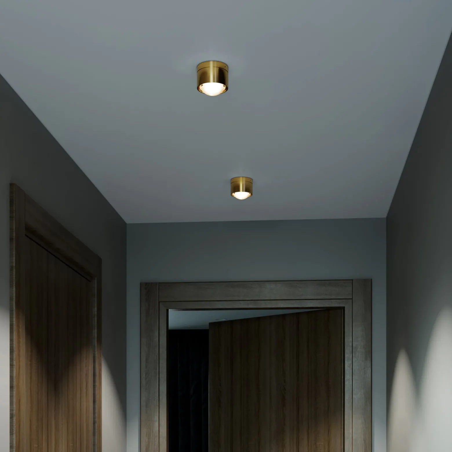 Puk! 80 One LED-Deckenspot Linse matt, messing