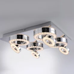 Quadratische LED-Deckenlampe Tim mit 8 Ringen