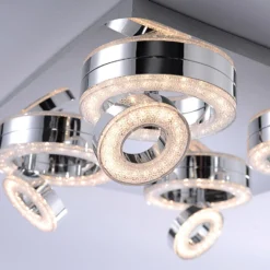 Quadratische LED-Deckenlampe Tim mit 8 Ringen