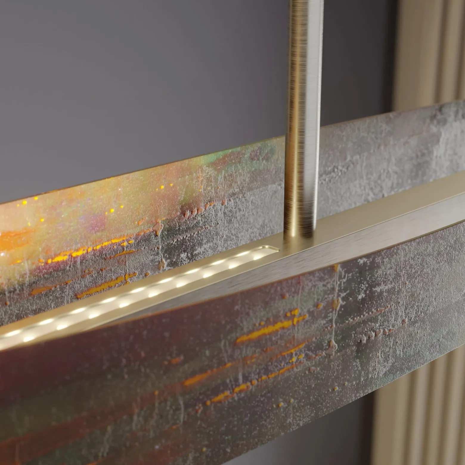 Quitani LED-Deckenlampe Lian, gold oxidiert