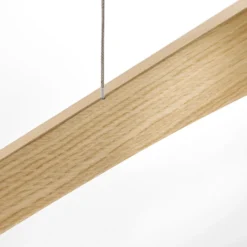 Quitani LED-Pendellampe Hiba, eiche natur, Länge 118 cm