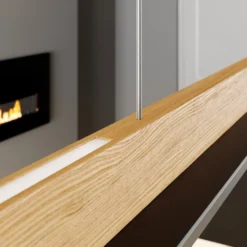 Quitani LED-Pendellampe Lexa, eiche/schwarz, Länge 118 cm
