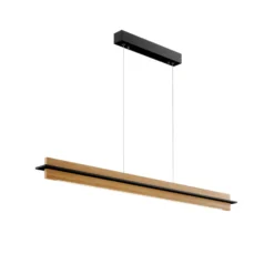 Quitani LED-Pendellampe Lexa, eiche/schwarz, Länge 118 cm