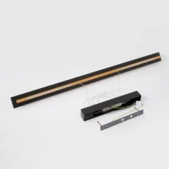Quitani LED-Pendellampe Lexa, eiche/schwarz, Länge 118 cm