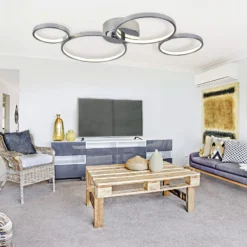 Ringförmige LED-Deckenleuchte Solexa in Chromoptik